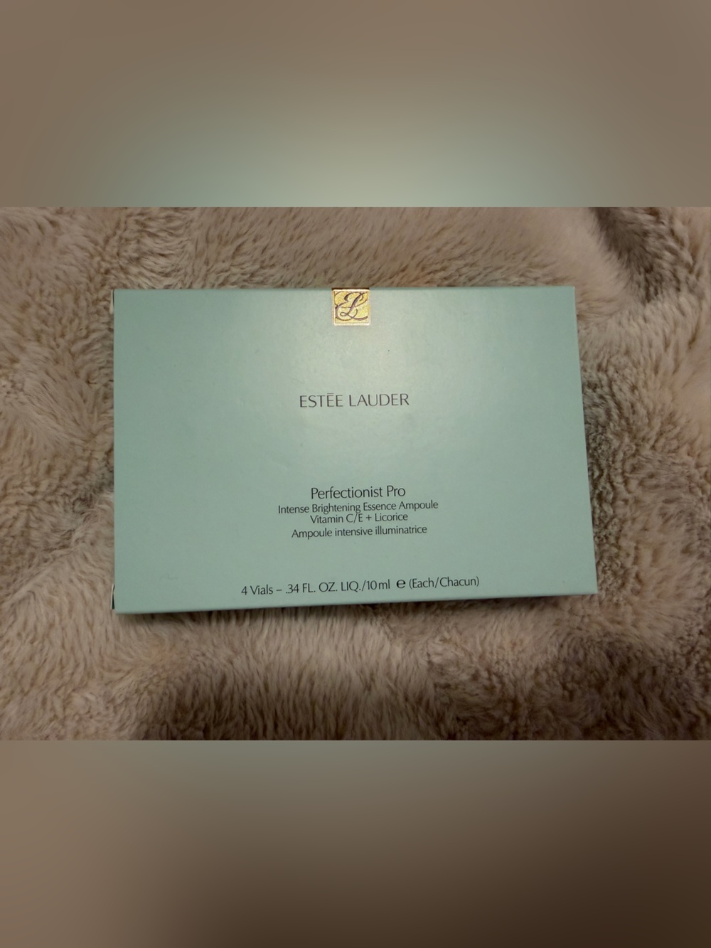 Estee Lauder Light Aqua Box with Gold Logo Accent